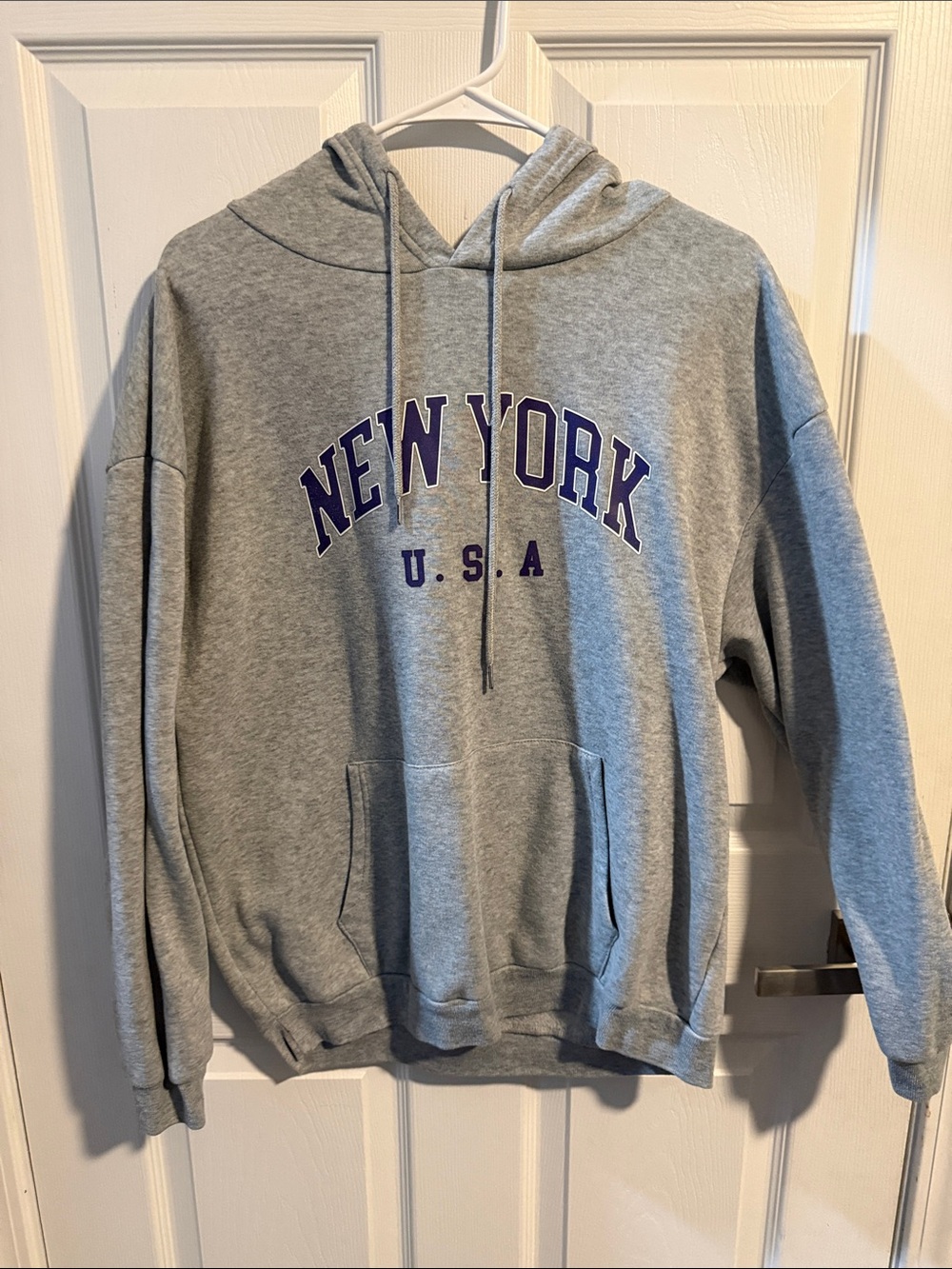 SHEIN Gray 'New York U.S.A.' Pullover Hoodie